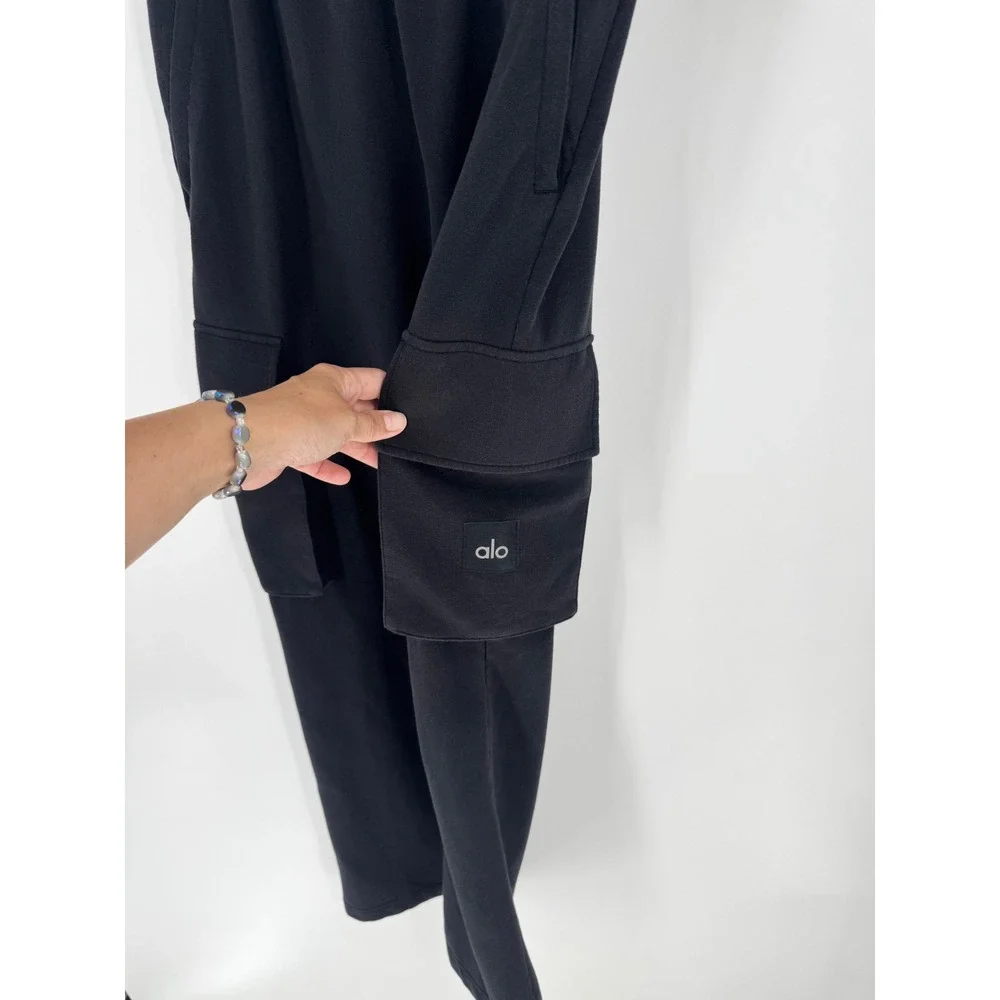 ALO Yoga Cargo Utility Pants Womens XS Black High Waist Soft Washed Pocket